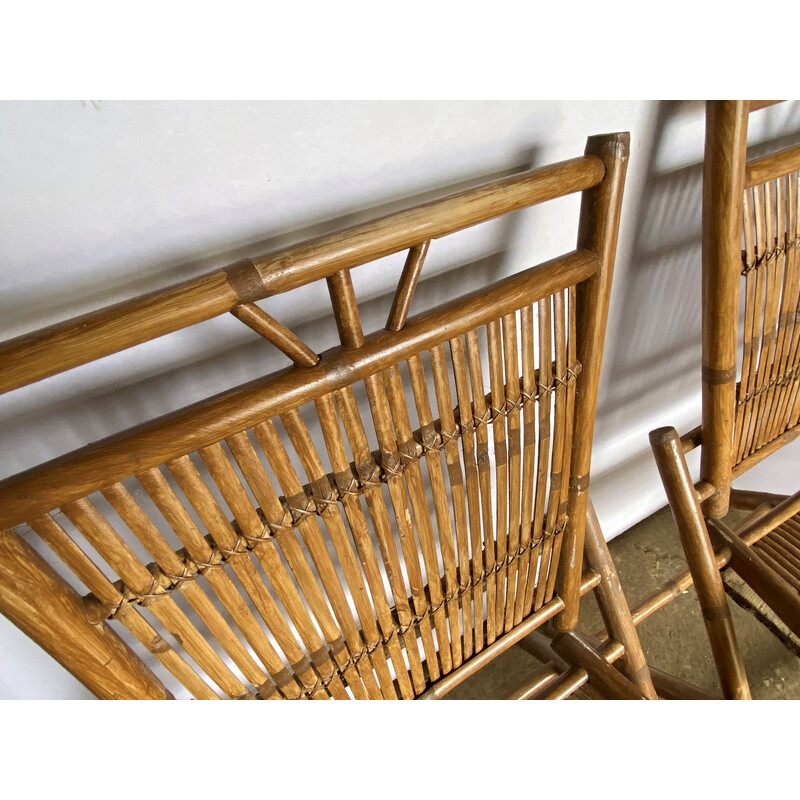 Vintage bamboo and cane dining set, 1970