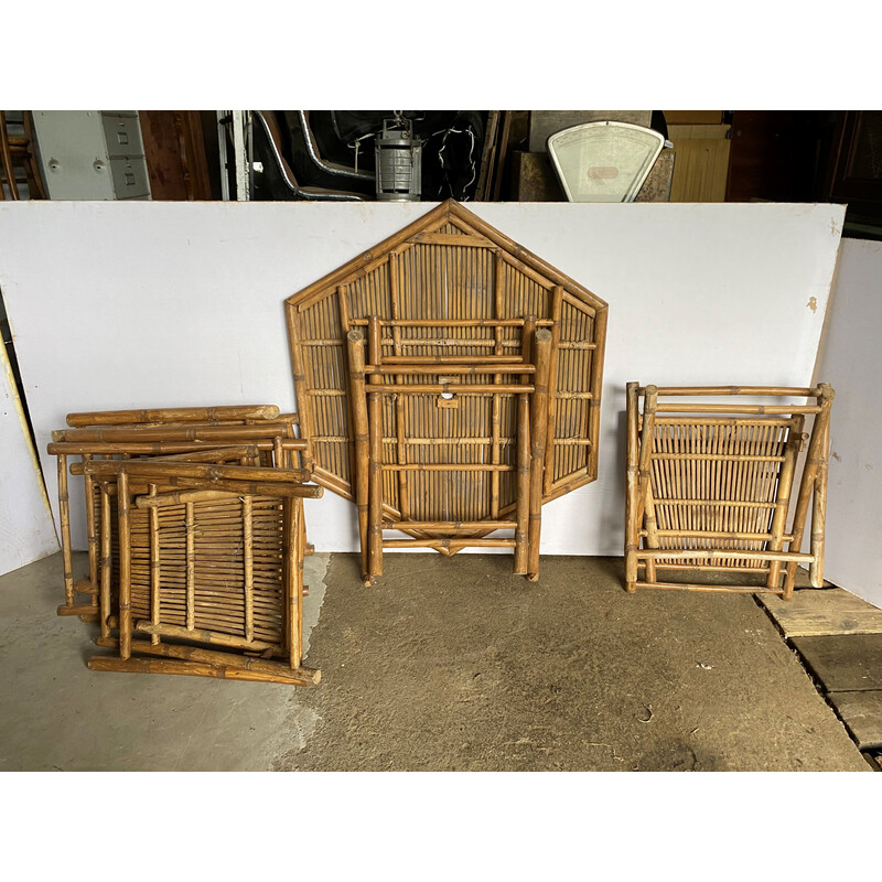 Vintage bamboo and cane dining set, 1970