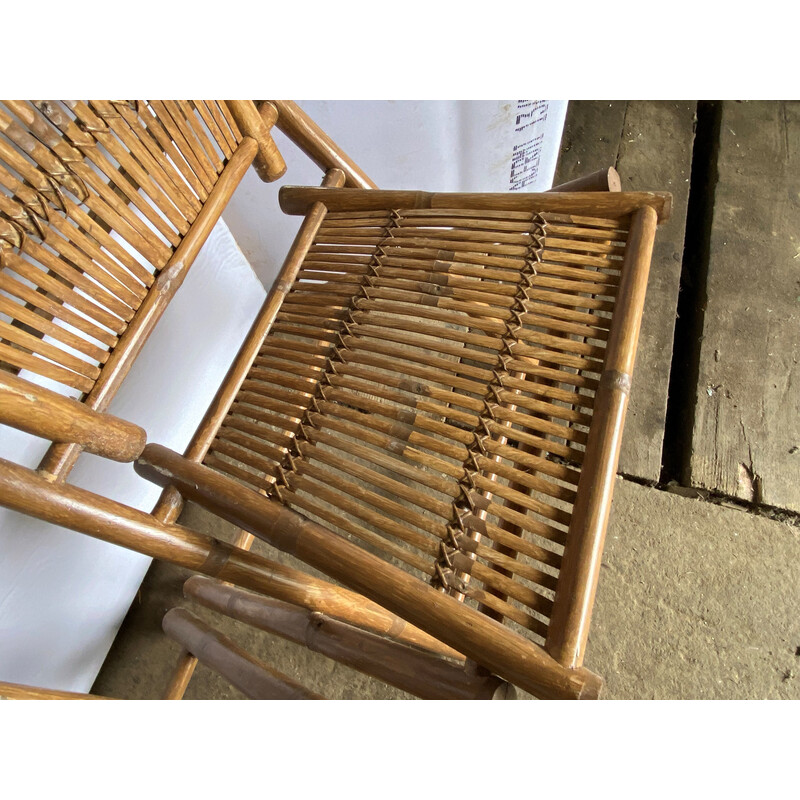 Vintage bamboo and cane dining set, 1970