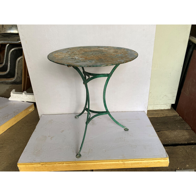 Vintage round metal bistro table, 1930