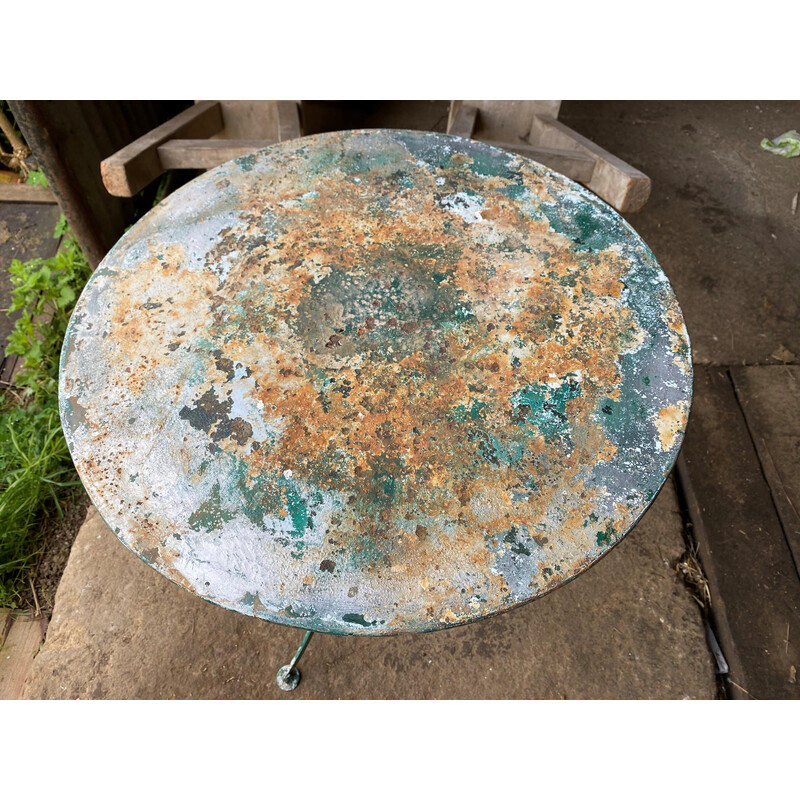 Vintage round metal bistro table, 1930