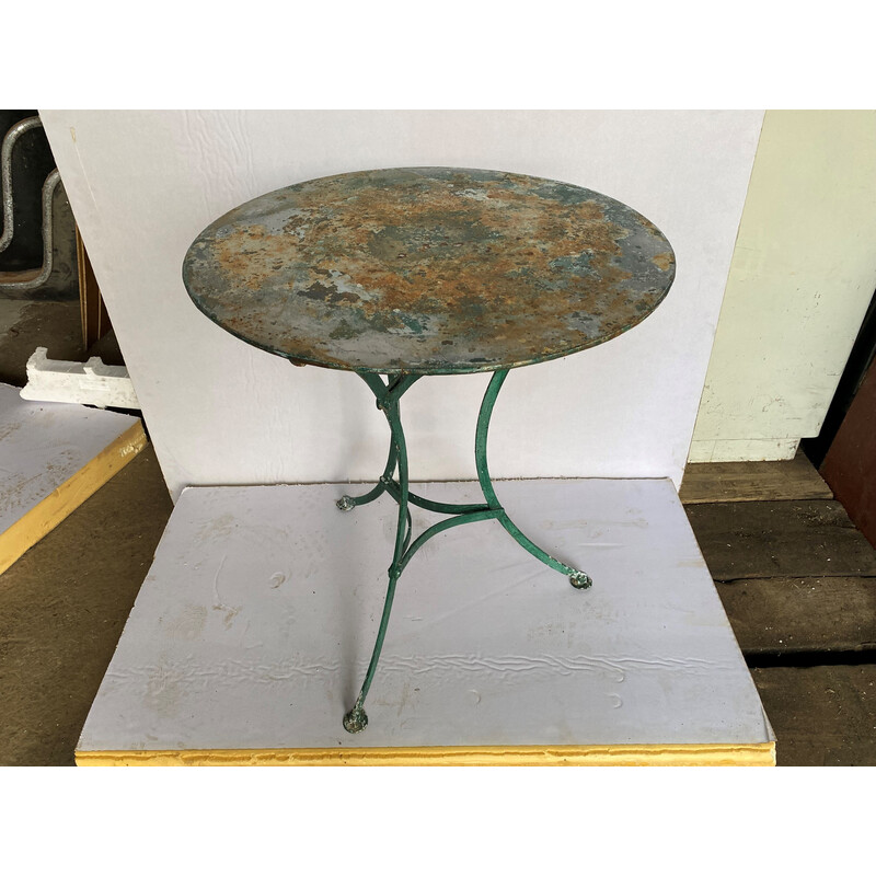 Vintage round metal bistro table, 1930