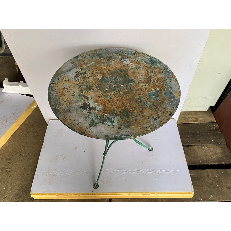 Vintage round metal bistro table, 1930