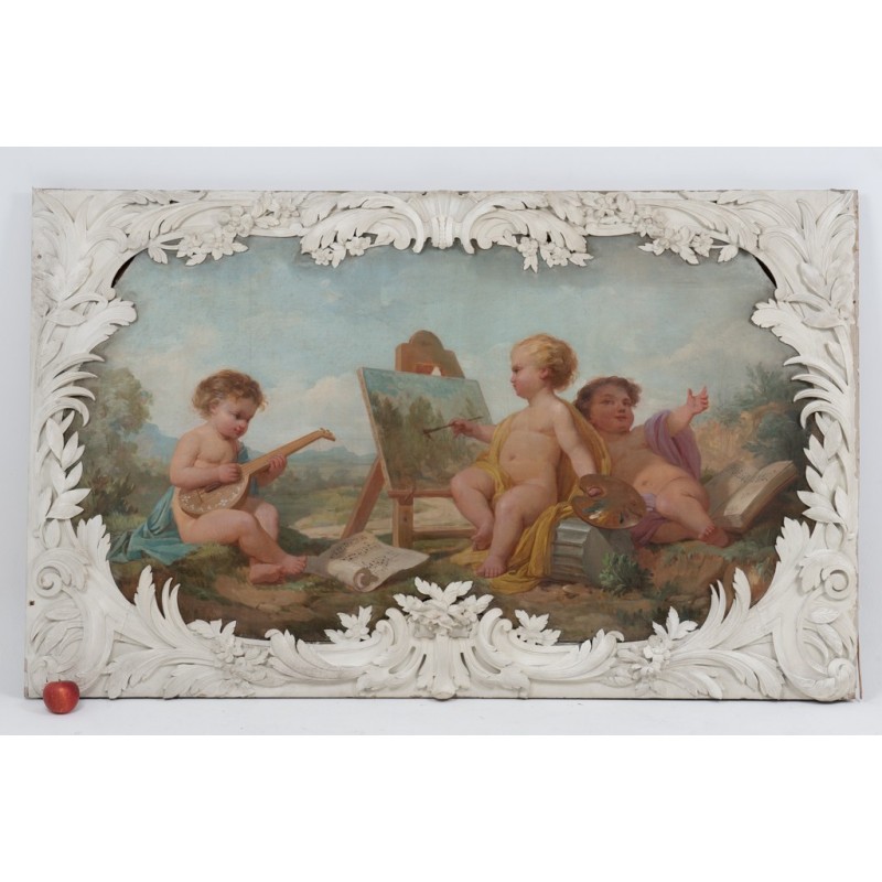 Pair of vintage paintings representing allegories, 1880