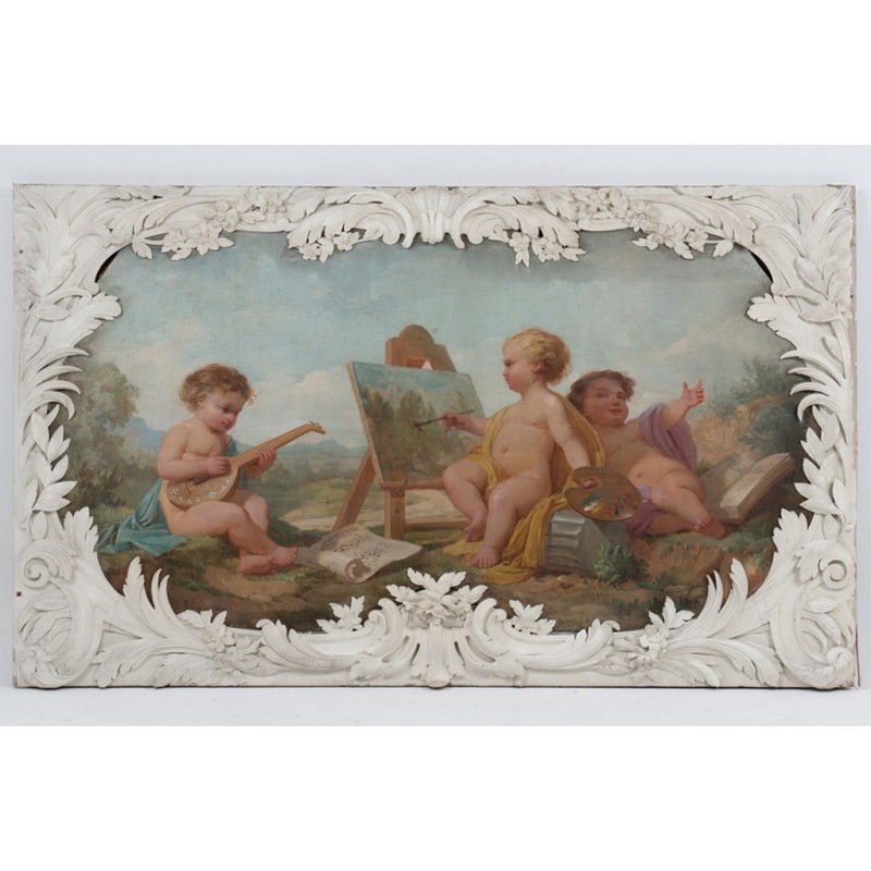 Pair of vintage paintings representing allegories, 1880