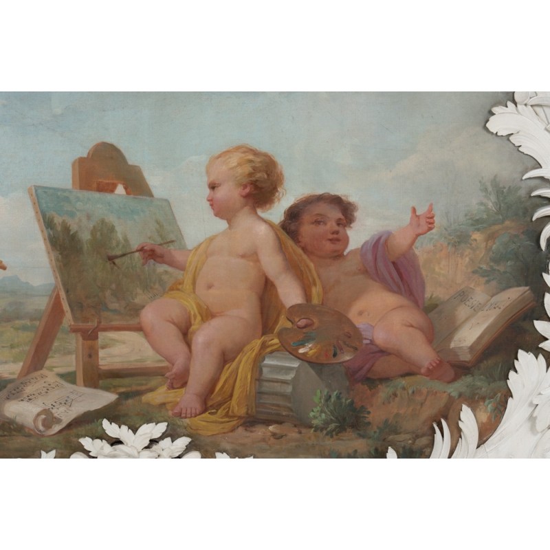 Pair of vintage paintings representing allegories, 1880