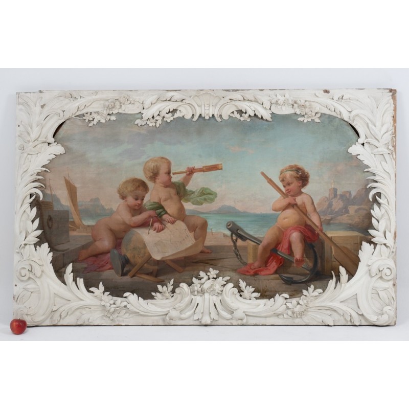 Pair of vintage paintings representing allegories, 1880