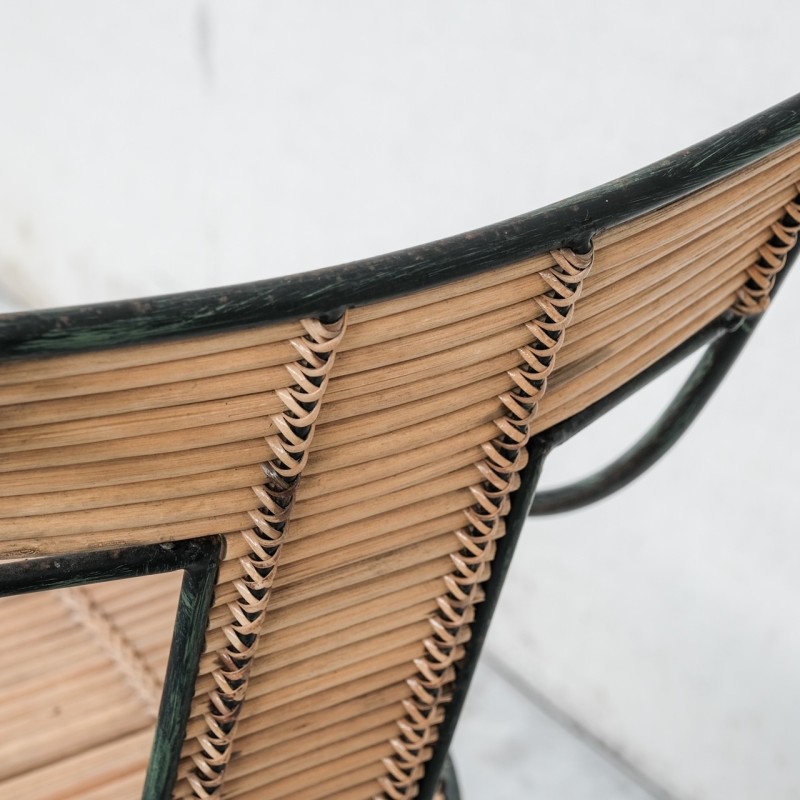 Juego de 8 sillas de comedor vintage de Lysberg Hansen y Therp en hierro y bambú, Dinamarca 1970
