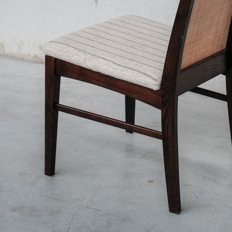 Set of 6 vintage rattan and ash dining chairs, Denmark 1980