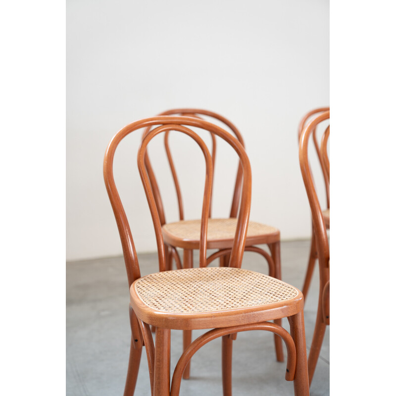 Set of 34 vintage chairs in bent beech and straw seats, 2000