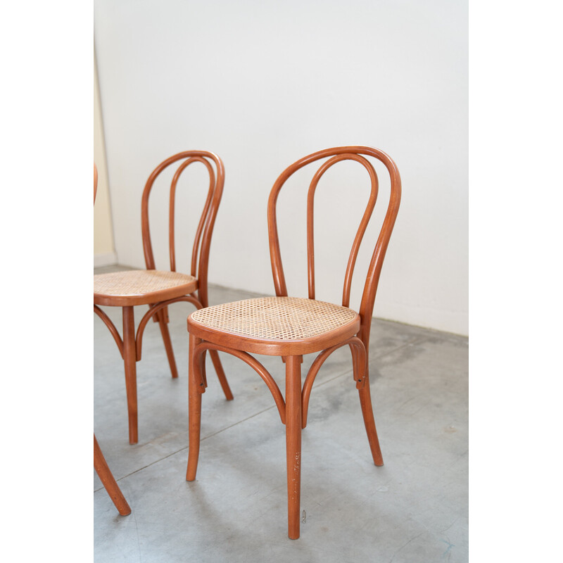 Set of 34 vintage chairs in bent beech and straw seats, 2000