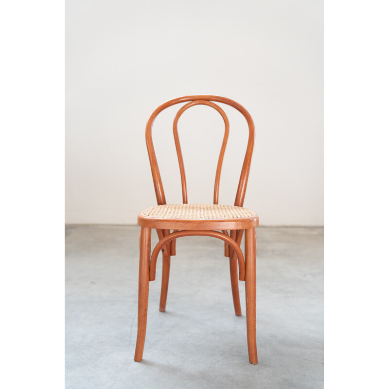 Conjunto de 34 sillas vintage de haya curvada y asiento de paja, 2000