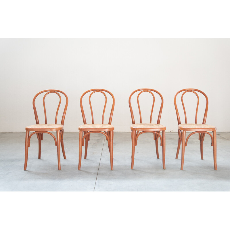 Set di 34 sedie vintage in faggio curvato e sedili in paglia, 2000