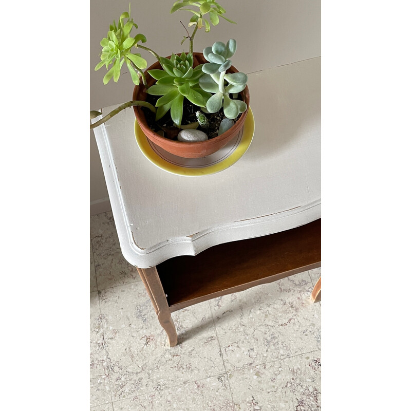 Table de chevet vintage en bois blanc