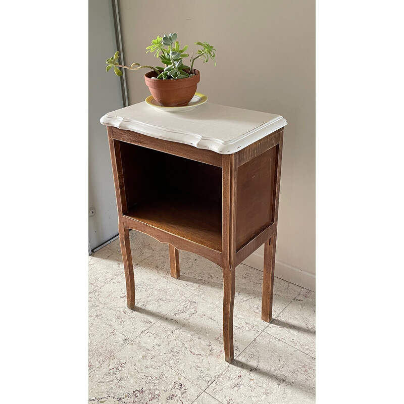 Vintage white wooden bedside table