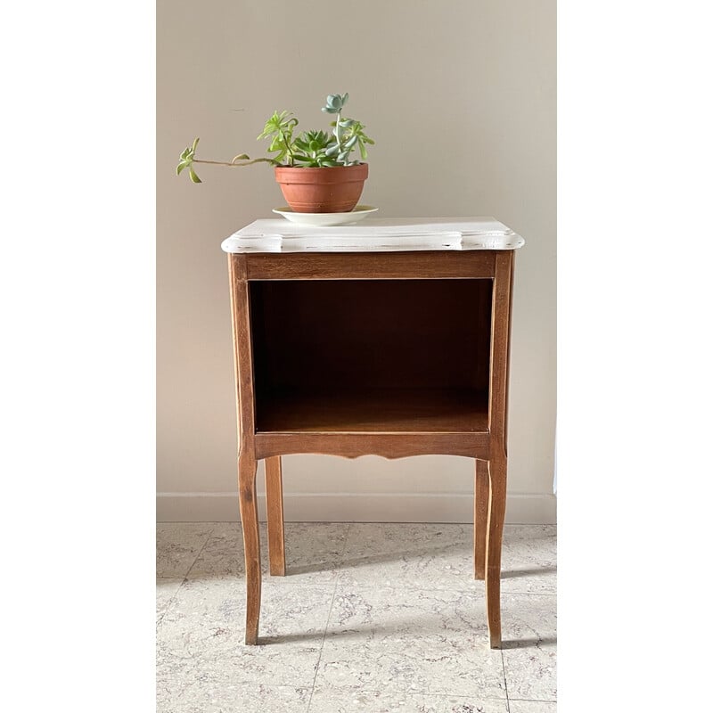 Vintage white wooden bedside table