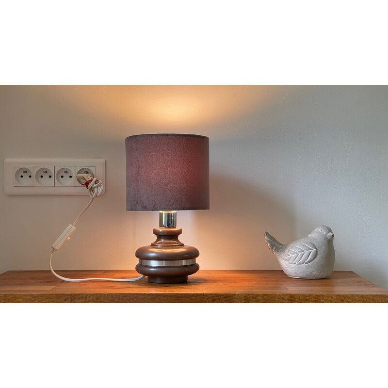 Vintage enameled ceramic lamp surrounded by aluminum, 1970