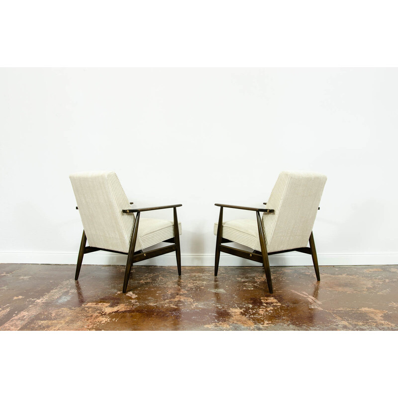 Paar vintage corduroy fauteuils type 300 190 van H. Lis, 1960