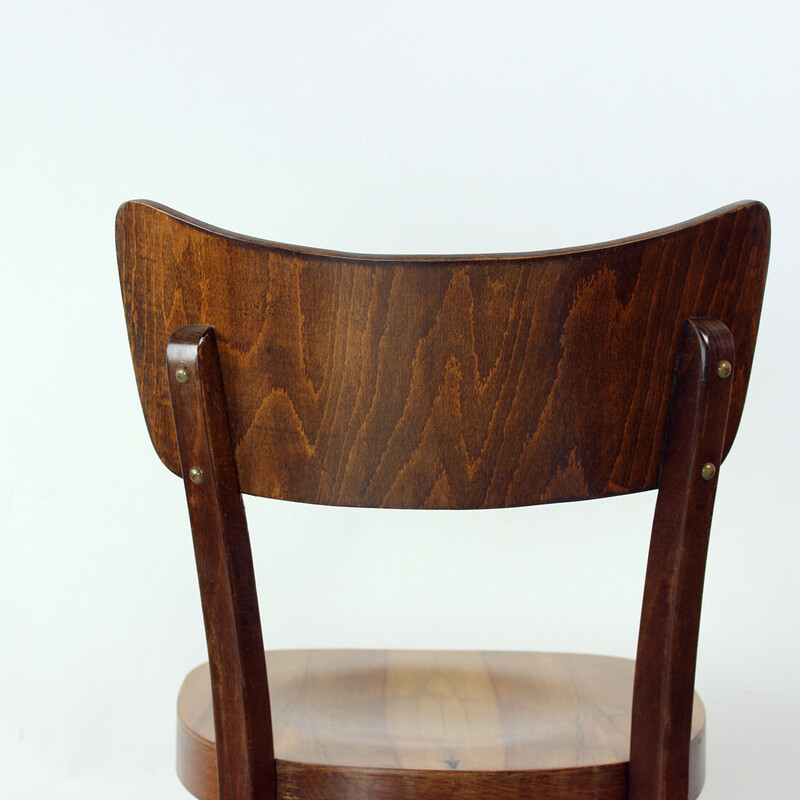 Set of 4 vintage dining chairs in oak wood and walnut veneer for Tatra, Czechoslovakia 1960