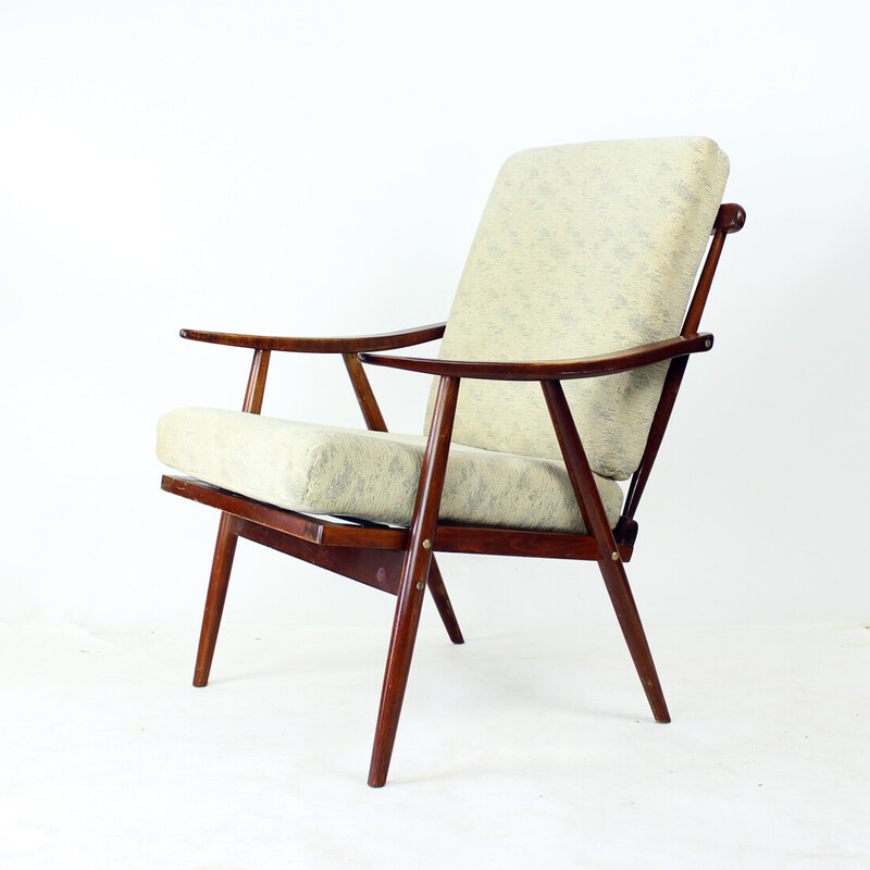 Vintage houten Boomerang fauteuil voor Ton, Tsjecho-Slowakije 1960
