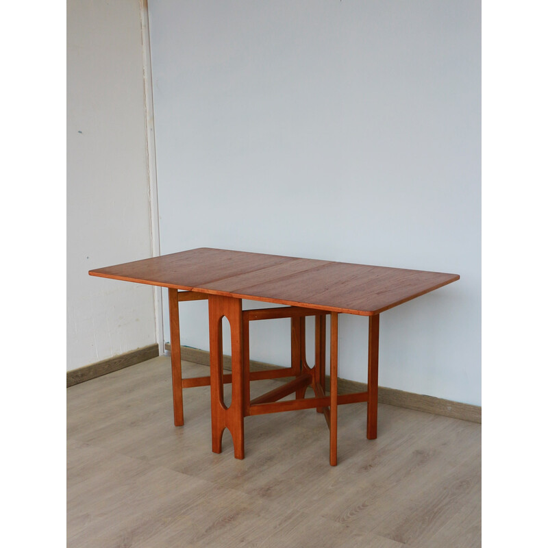 Table vintage à abattants en teck et chêne par Bendt Winge pour Kleppes Mobelfabrikk, Norvège 1960