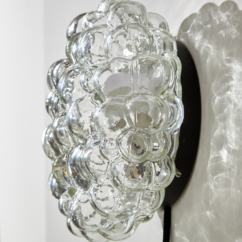 Vintage bubbled glass wall lamp by Helena Tynell for Limburg, 1960