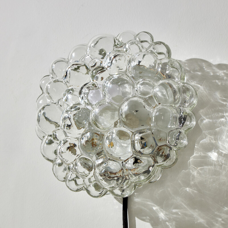 Vintage bubbled glass wall lamp by Helena Tynell for Limburg, 1960