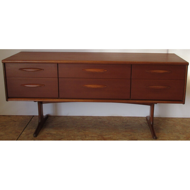 Teak chest of drawers with 6 drawers by F.Guille for Austin - 1960s