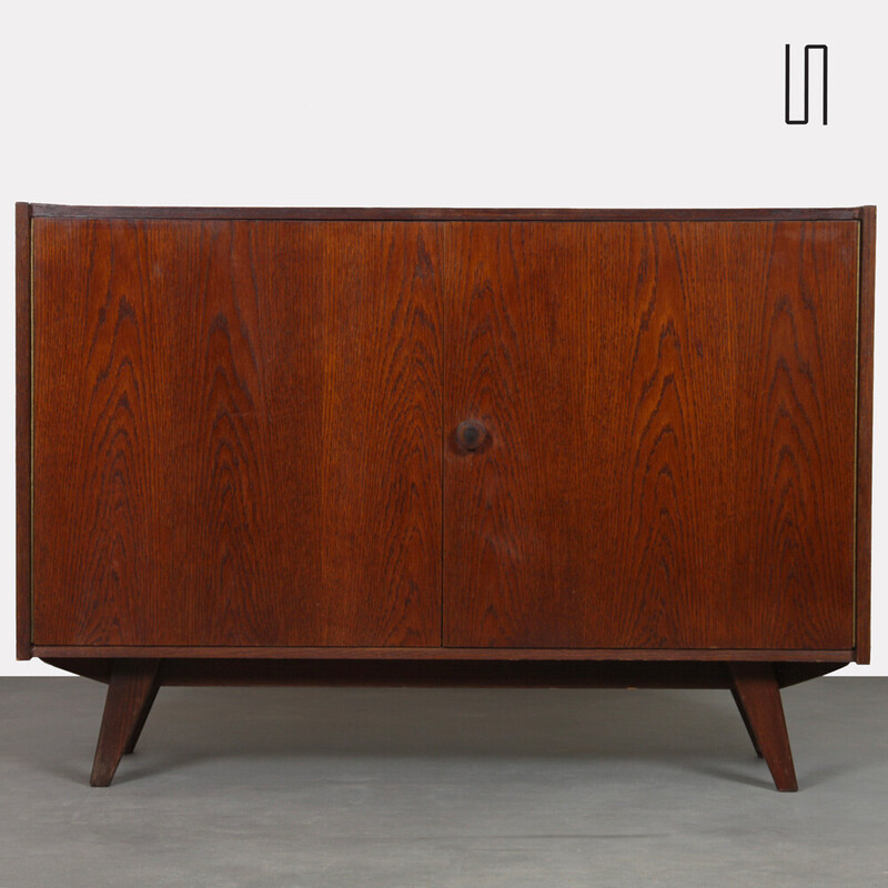 Vintage chest of drawers model U-450 in dark oak by Jiri Jiroutek, Czechoslovakia 1960