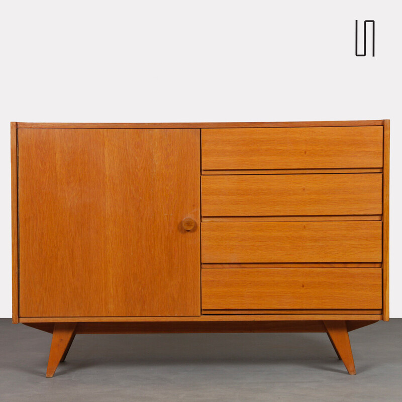 Vintage chest of drawers model U-458 in oak by Jiri Jiroutek for Interier Praha, Czechoslovakia 1960