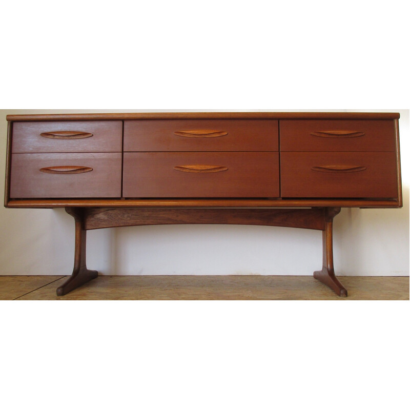 Teak chest of drawers with 6 drawers by F.Guille for Austin - 1960s