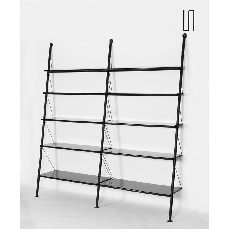 Vintage John Ild bookcase in wood and metal by Starck for Disform, 1977