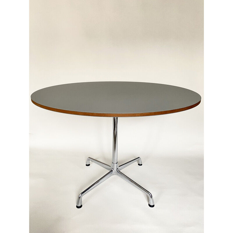 Vintage dining table in walnut and chrome aluminum by Eames for Vitra, 2018