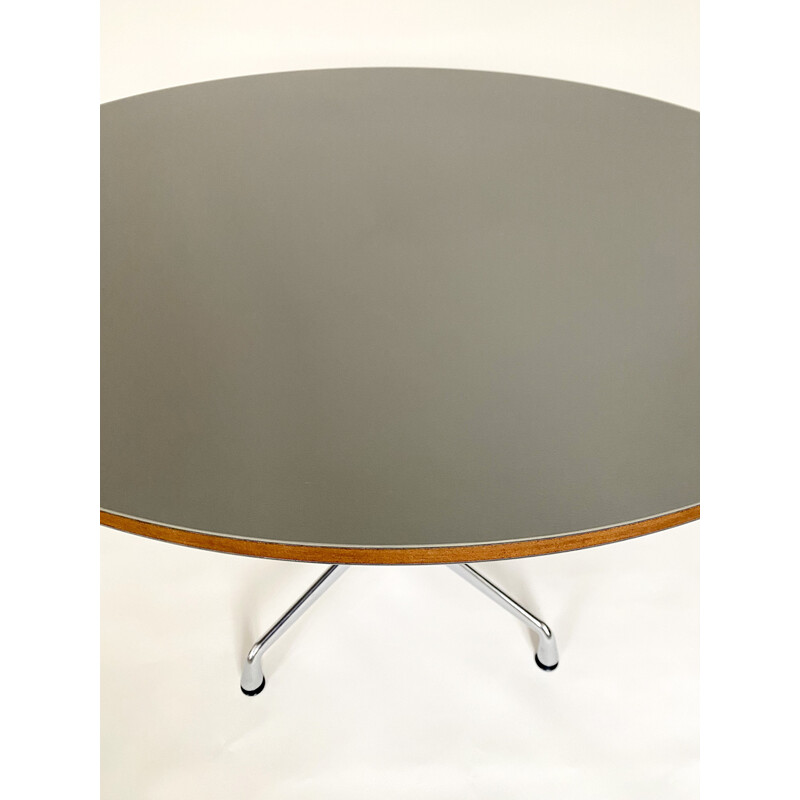 Vintage dining table in walnut and chrome aluminum by Eames for Vitra, 2018