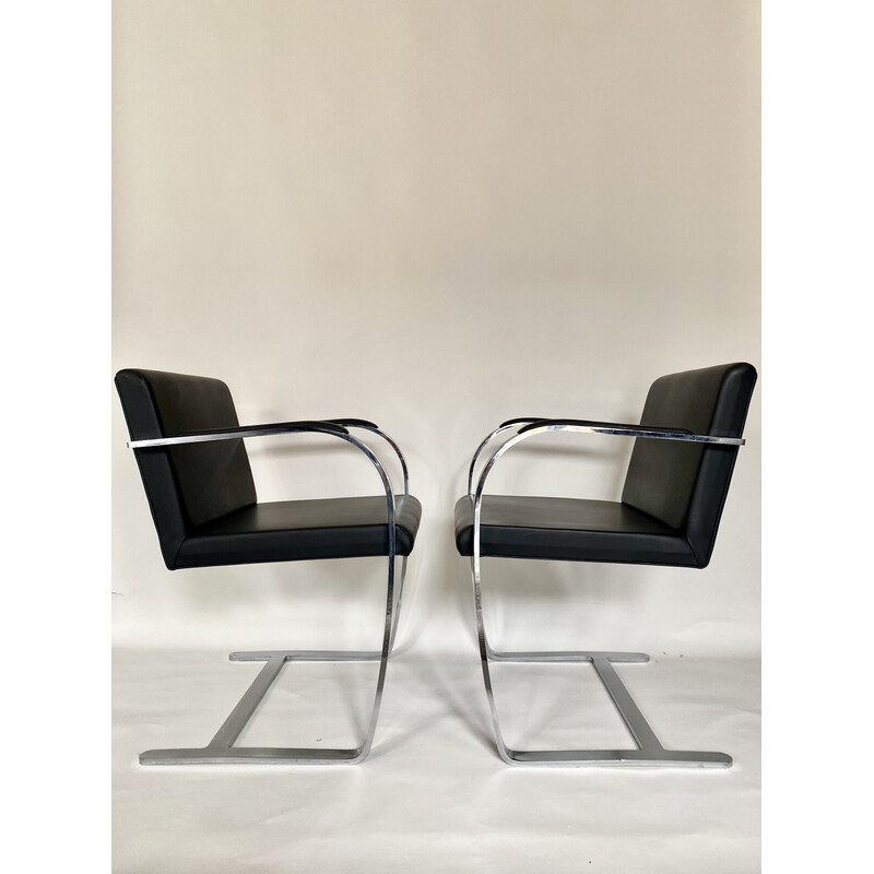 Vintage steel and leather armchairs by Ludwig Mies van der Rohe for Knoll International