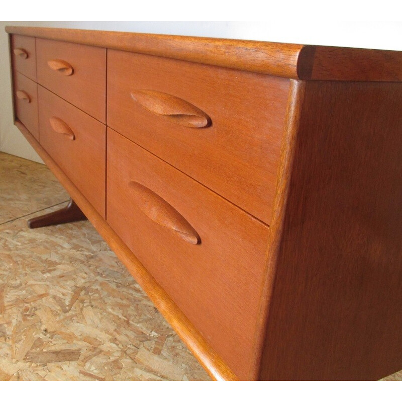 Teak chest of drawers with 6 drawers by F.Guille for Austin - 1960s