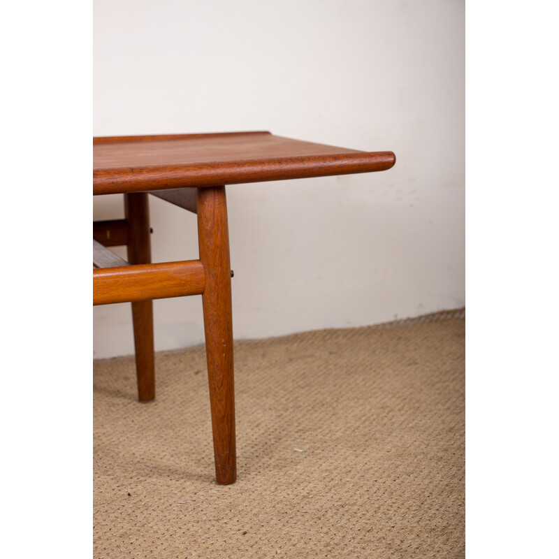 Vintage teak and brass coffee table by Grete Jalk for Glostrup Mobelfabrik, Denmark 1960