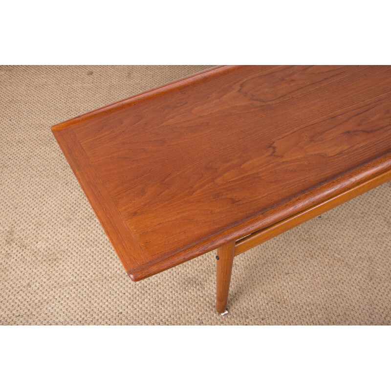 Vintage teak and brass coffee table by Grete Jalk for Glostrup Mobelfabrik, Denmark 1960