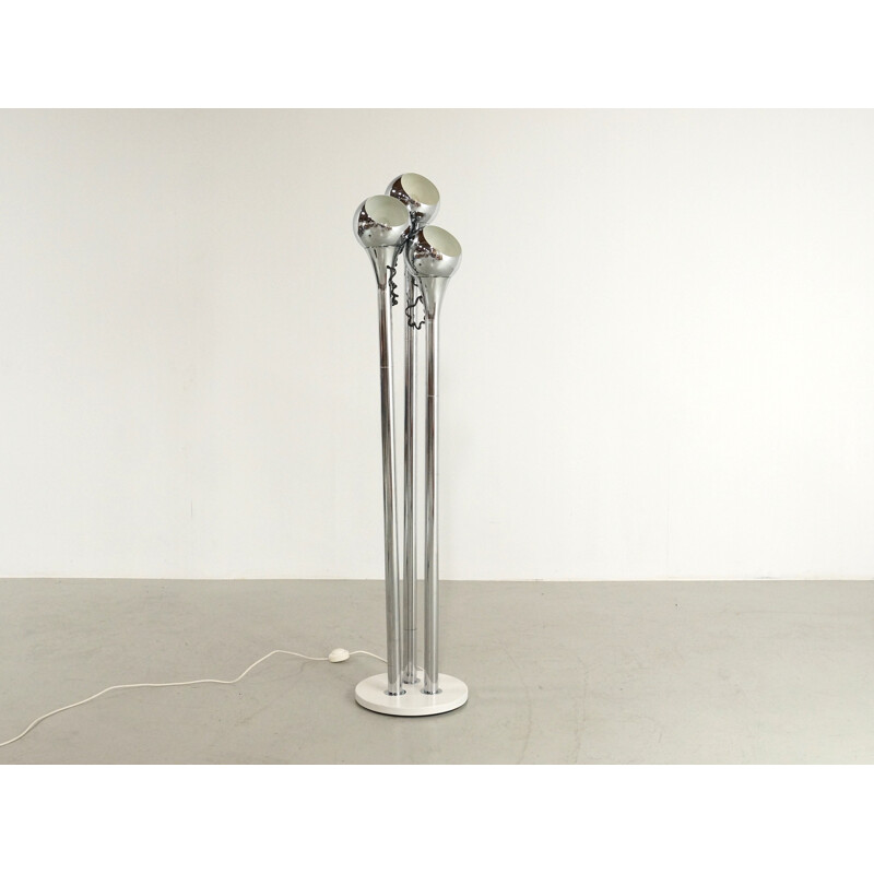 Floor Lamp with Three Chrome Spots by Gioffredo Reggiani - 1970s