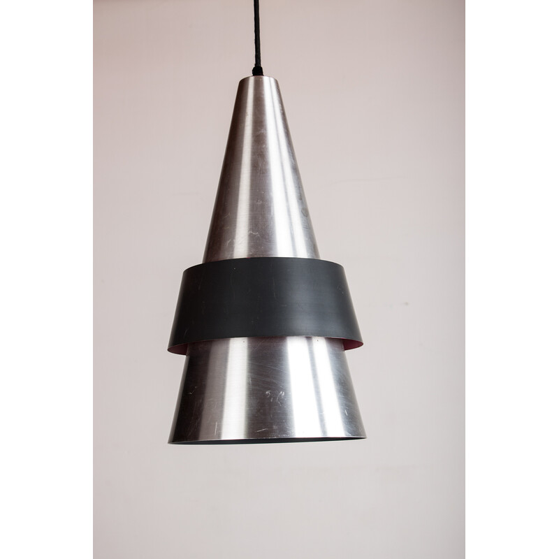 Vintage Zénith pendant lamp in aluminum and metal by Jo Hammerborg for Fog and Mørup, Denmark 1960