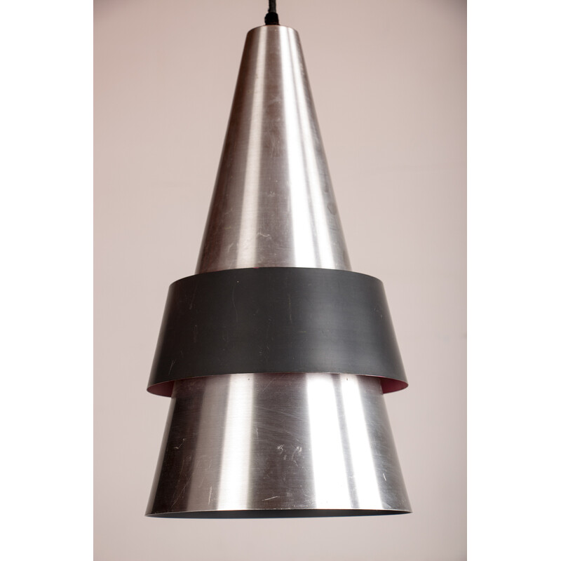 Vintage Zénith pendant lamp in aluminum and metal by Jo Hammerborg for Fog and Mørup, Denmark 1960