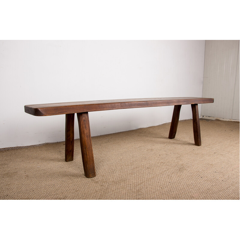 Pair of vintage benches in solid elm by Olavi Hanninen for Mikko Nuponen, 1960