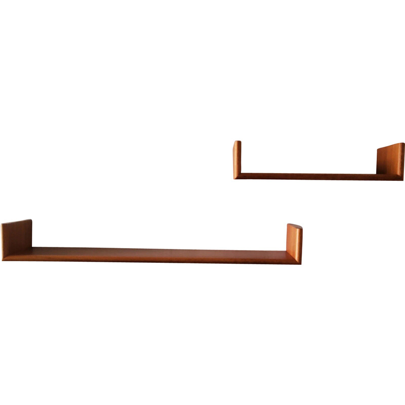 Pair of vintage floating wall shelves, 1960