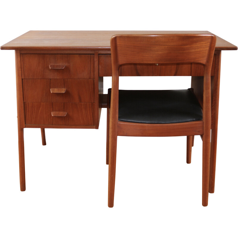 Vintage teak desk stamped by Henning Kjaernulf, Denmark 1960