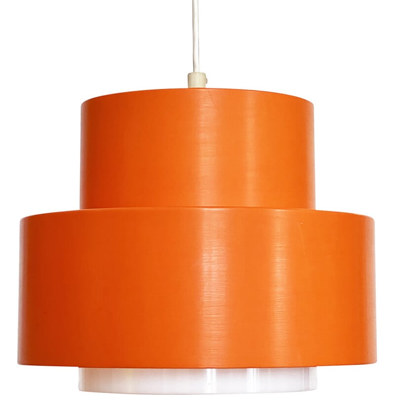 Vintage "Cylindus" pendant lamp in thick plastic by Uno and Östen Kristiansson for Luxus, Sweden 1970