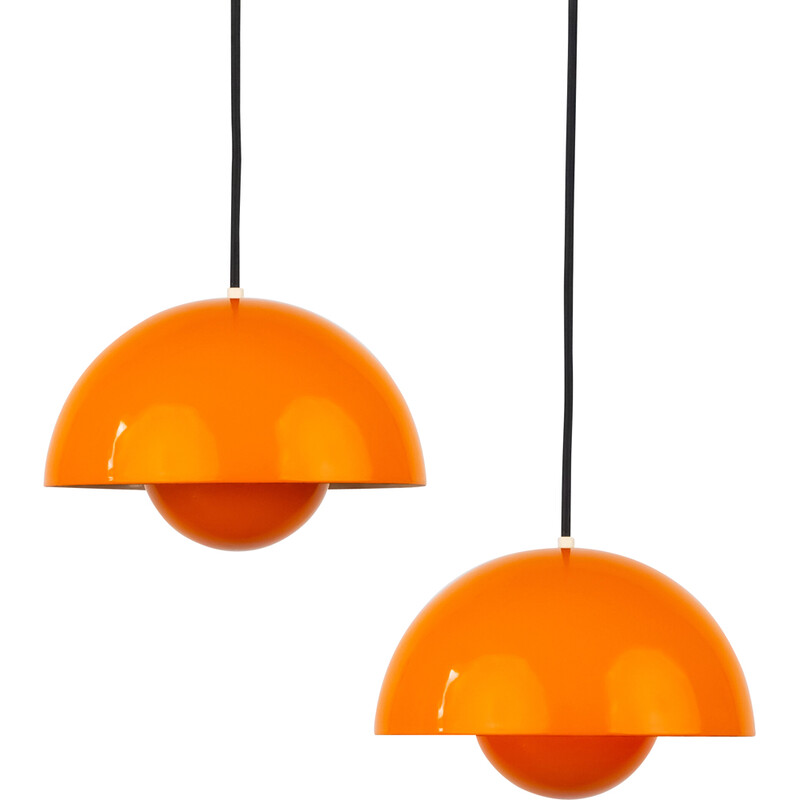 Paar Vintage Flowerpot Pendelleuchten von Verner Panton für Louis Poulsen, Dänemark 1968