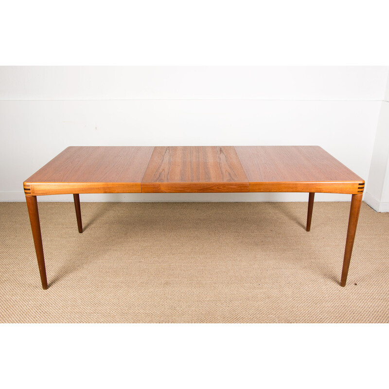 Table à repas vintage extensible en teck par Henry Walter Klein pour Bramin, Danemark 1960