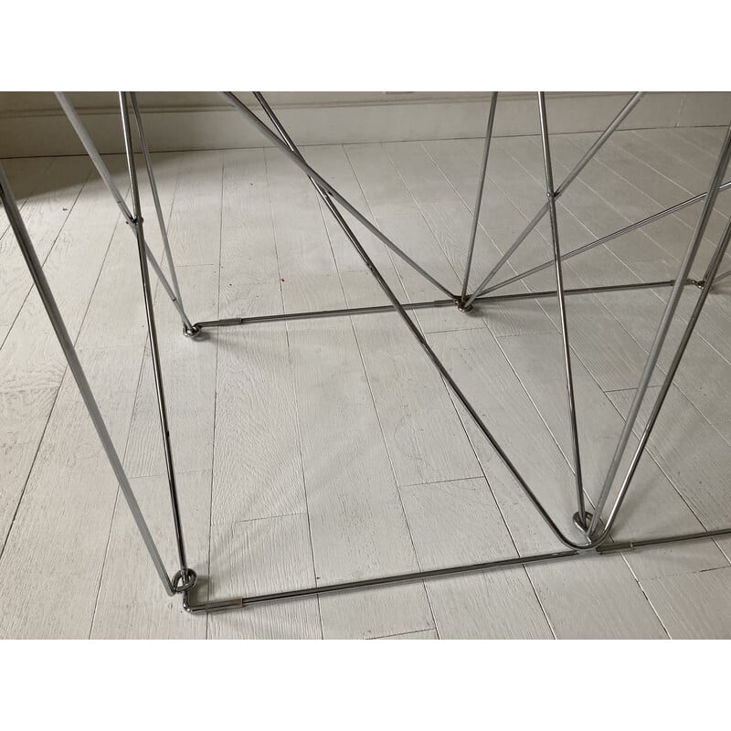 Vintage dining table in chrome steel and glass for Max Sauze Studio, France 1970
