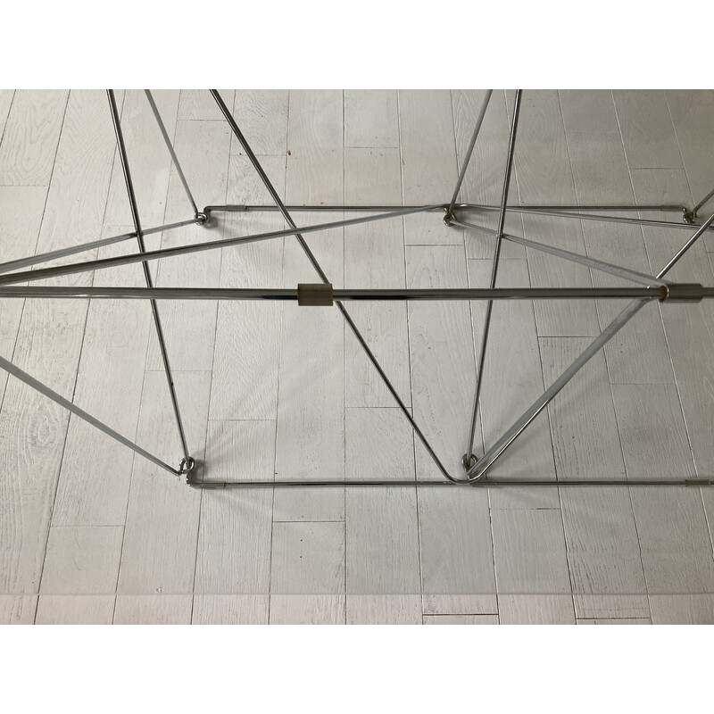 Vintage dining table in chrome steel and glass for Max Sauze Studio, France 1970