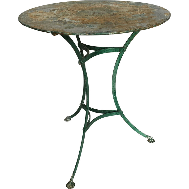 Vintage round metal bistro table, 1930